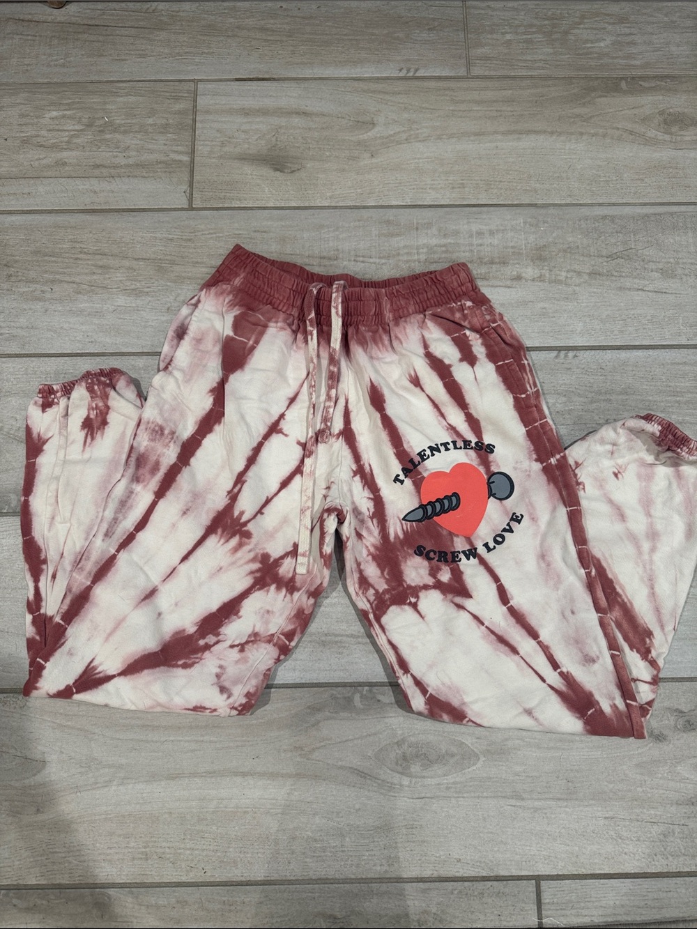 Tie-Dye Maroon & White Graphic Sweatpants